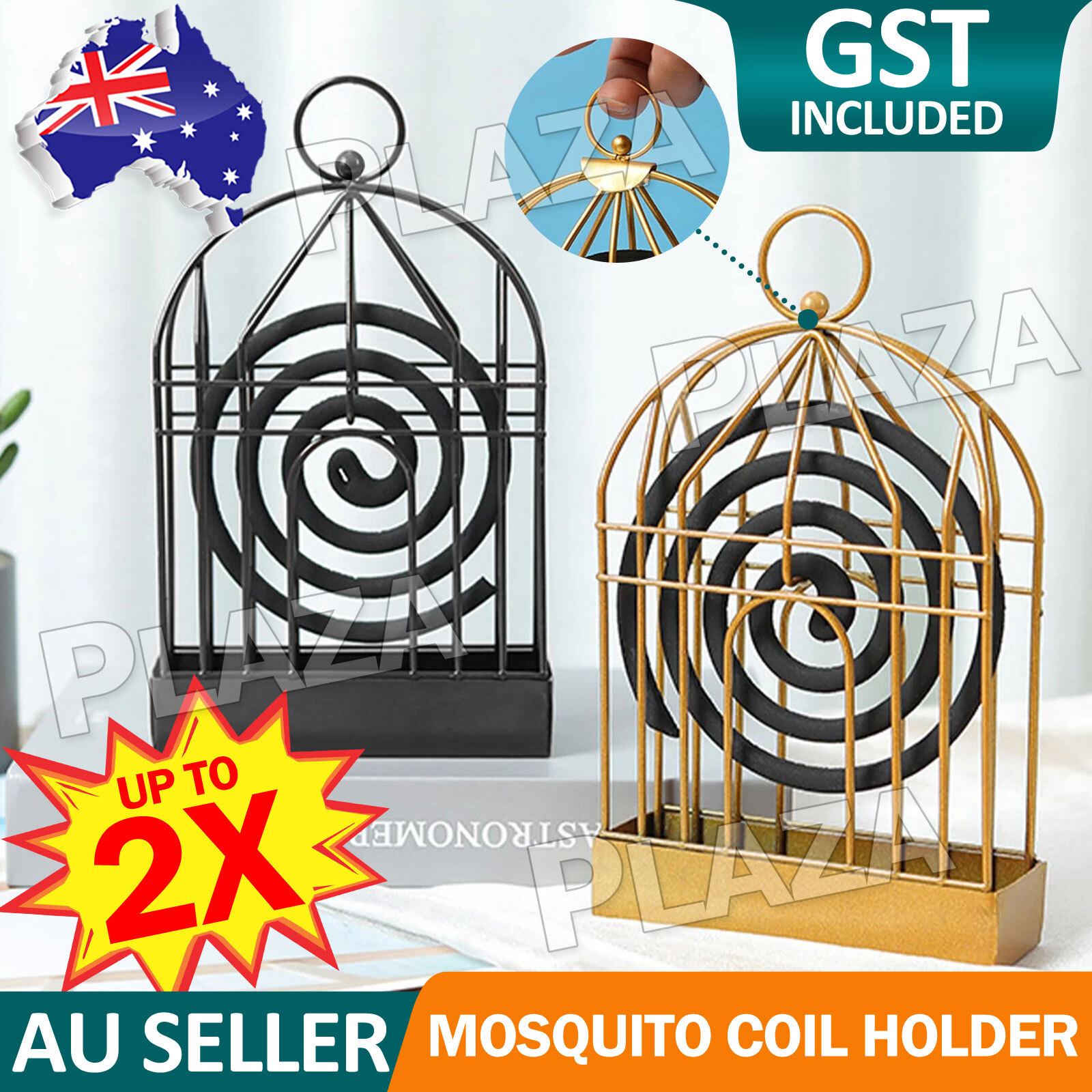 Mosquito Coil Holder Birdcage Iron Black Outdoor Burner Decor 21x12.5x4.5cm
