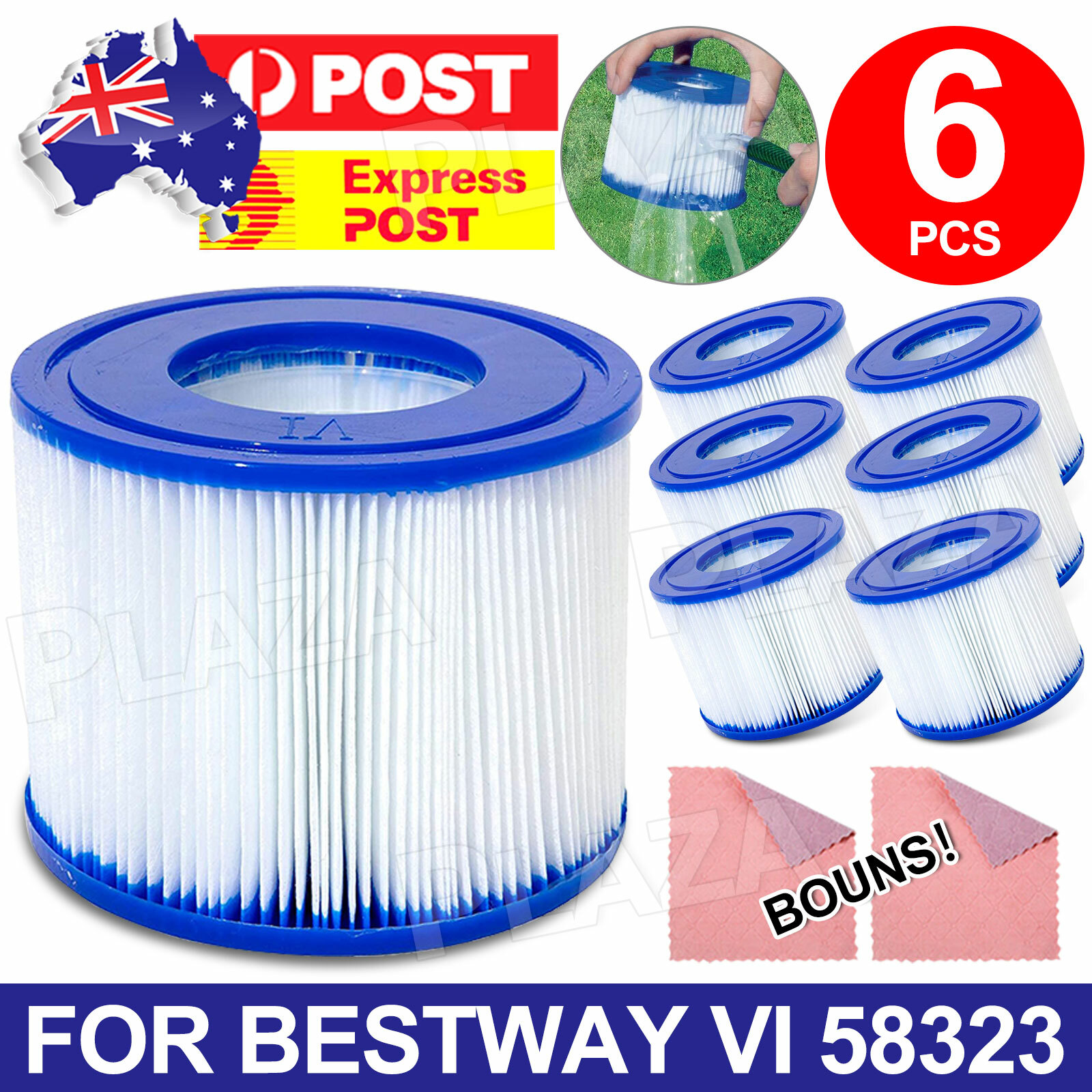 6X Lay Spa Filter Cartridge VI 58323 Bestway Replacement Pool Filters 104mm