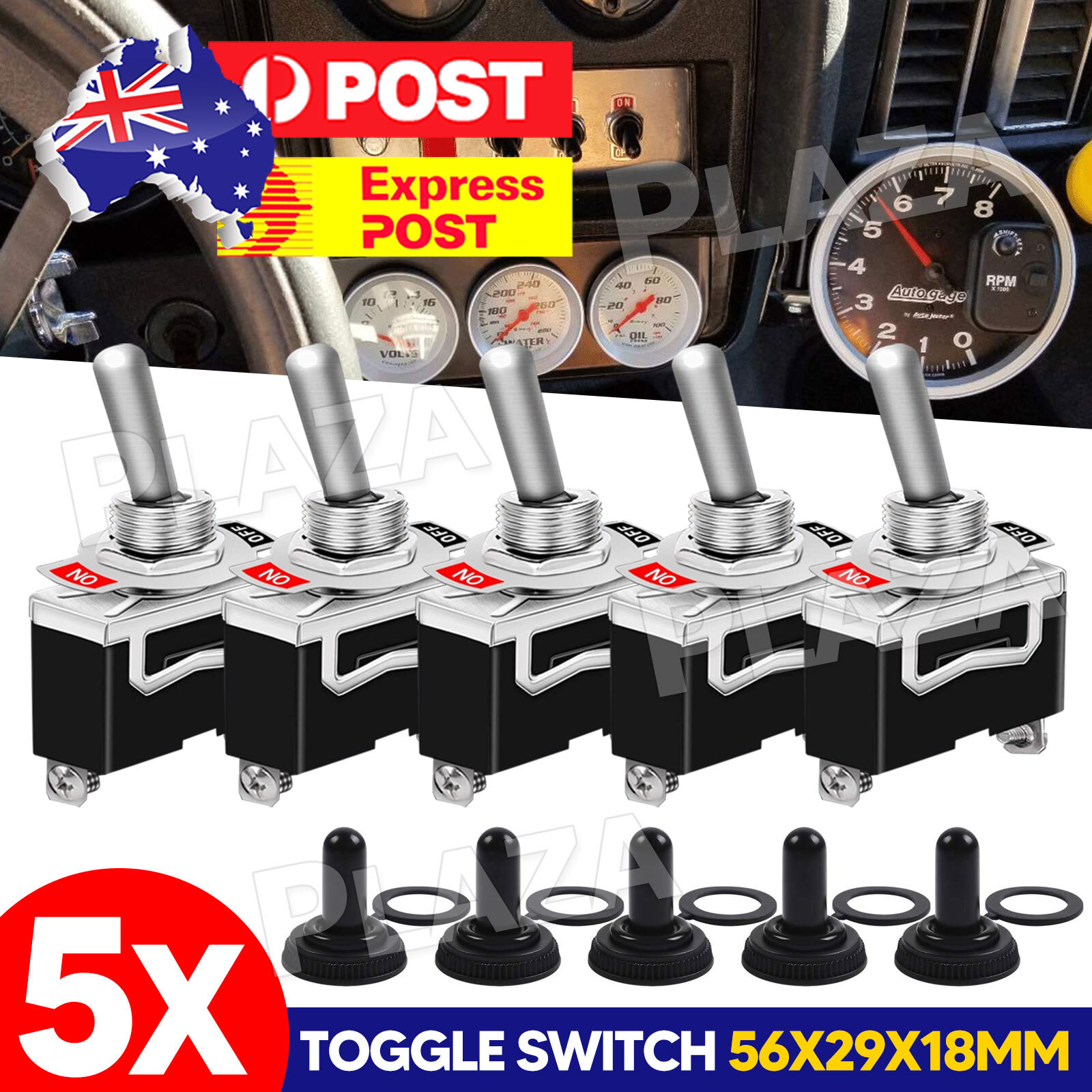 5PCS Waterproof Toggle Flick Switches 12V ON OFF Car Dash Light SPST E-TEN1021