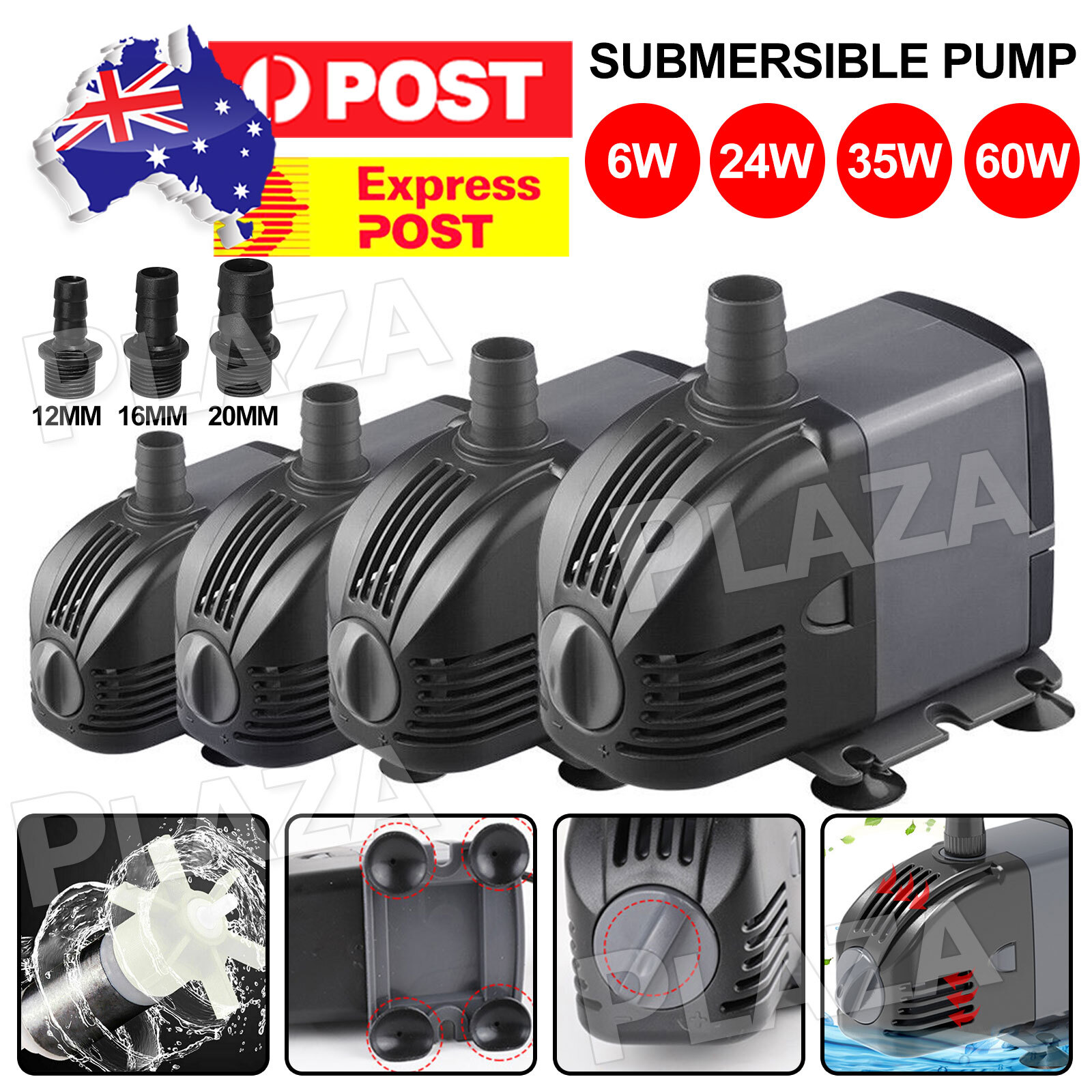 Adjustable Flow Aquarium Submersible Pump Fish Tank 220-240V 600L/H 2800L/H