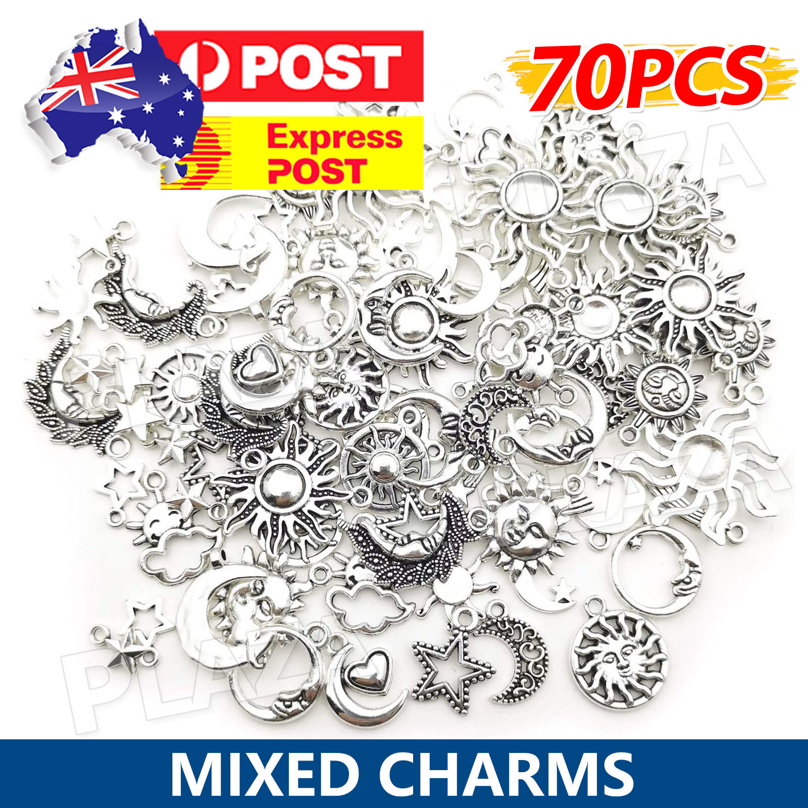 70pcs Mixed Tibetan Silver Alloy Charms Pendants Bulk Jewellery Making Necklace