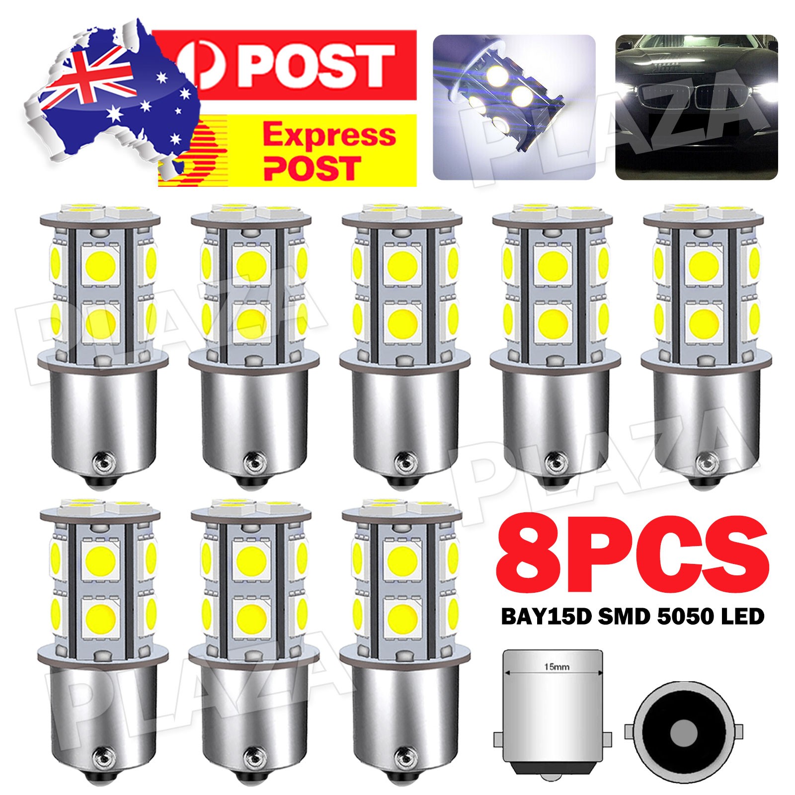 8pcs BAY15D 12V-1157 LED 13 5050 Cool White 5000k Globe Bulb 2W Tail Brake Light