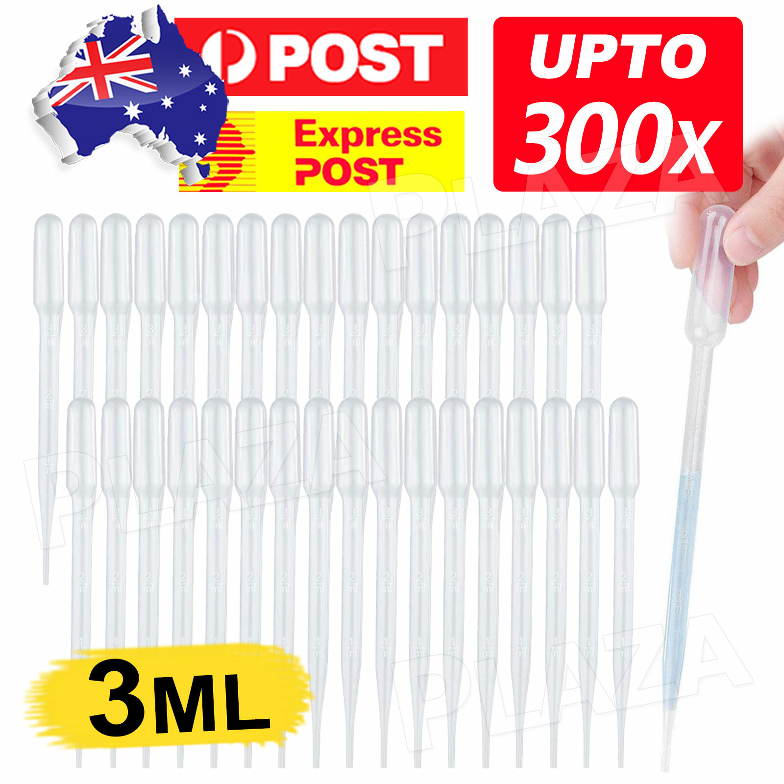 3ML Disposable Graduated Plastic Pipettes 100PCS Eye Dropper Transparent Lab