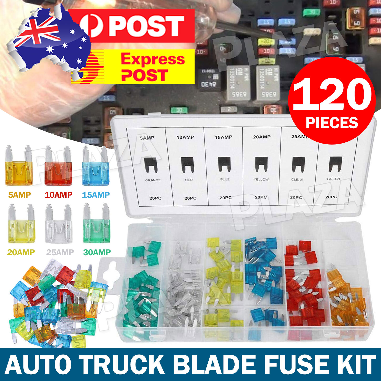 120Pcs Low Profile Micro Mini Blade Car Fuses Auto Truck Kit Carry Case 20 Amp
