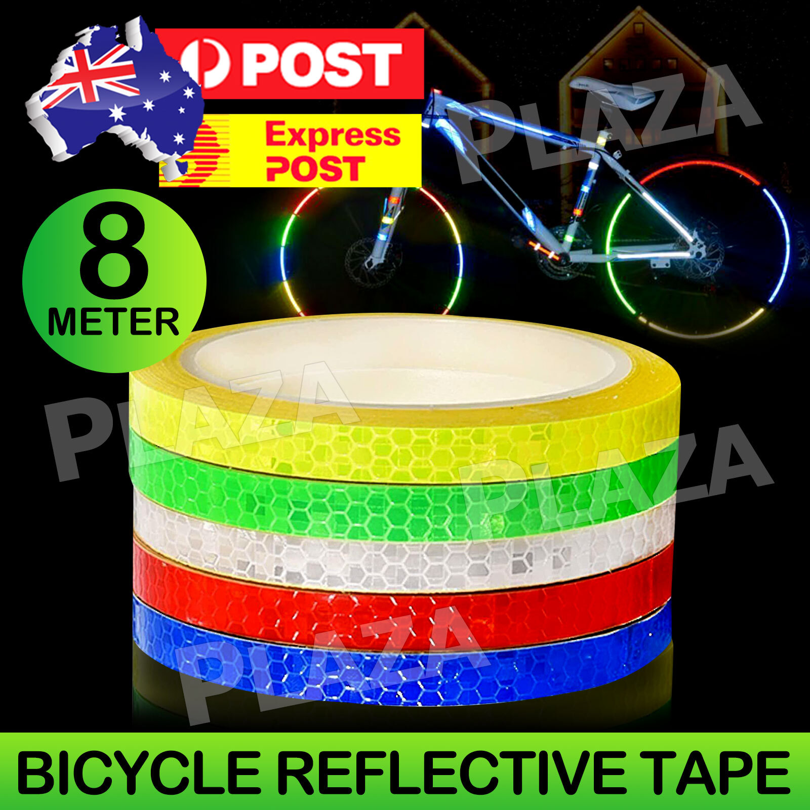 8m Reflective Tape Self-adhesive Vinyl Sticker Strip 10mm White Bike Car Truck
