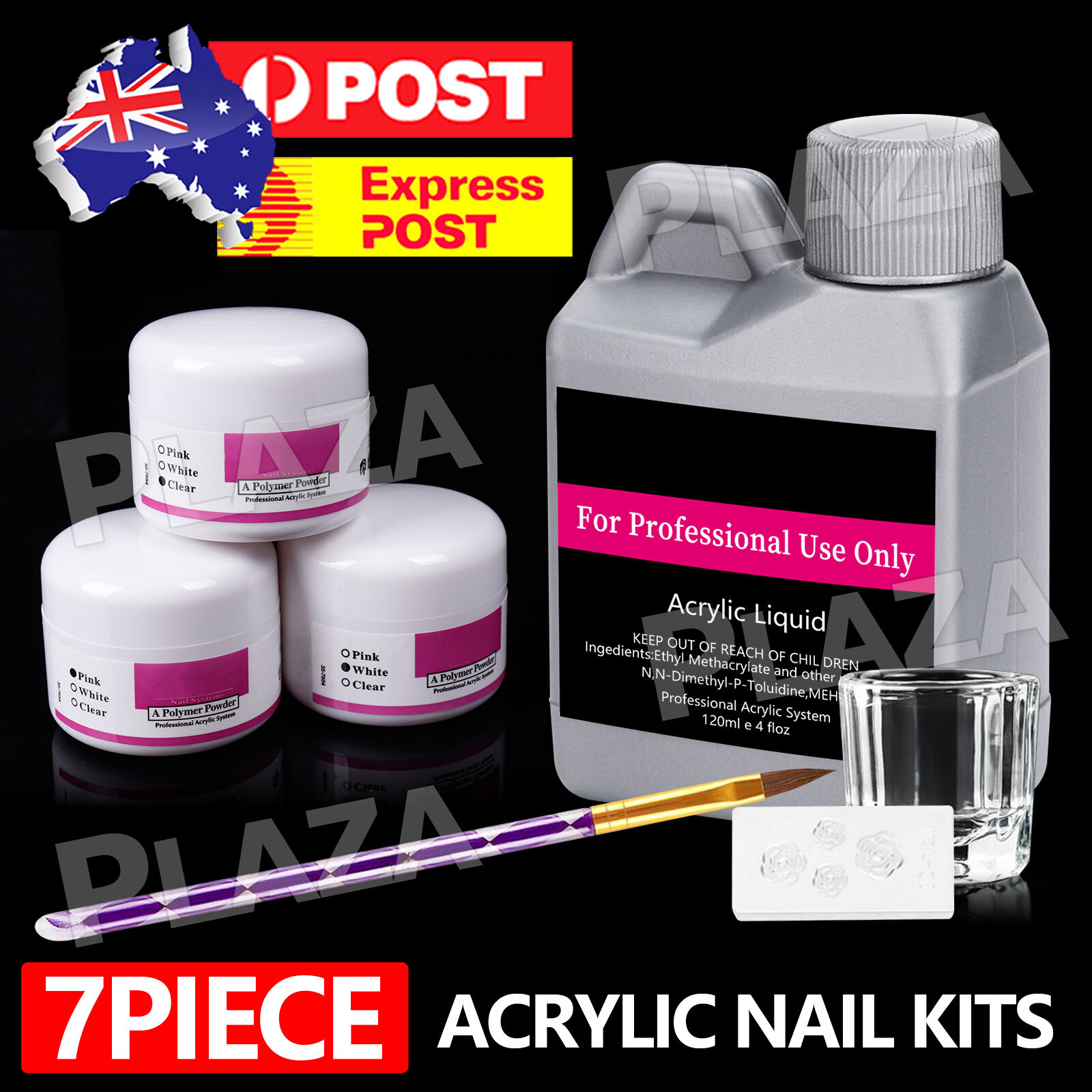 Coscelia Acrylic Nail Kit 7pcs Powder Liquid Brush Quick-Dry Artificial Nails
