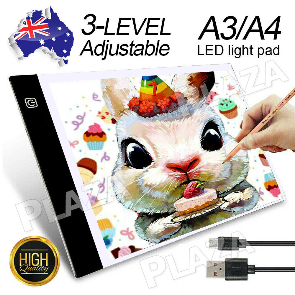 A3 LED Light Box Tracing Drawing Board Acrylic 3 Level Adjustable Brightness USB