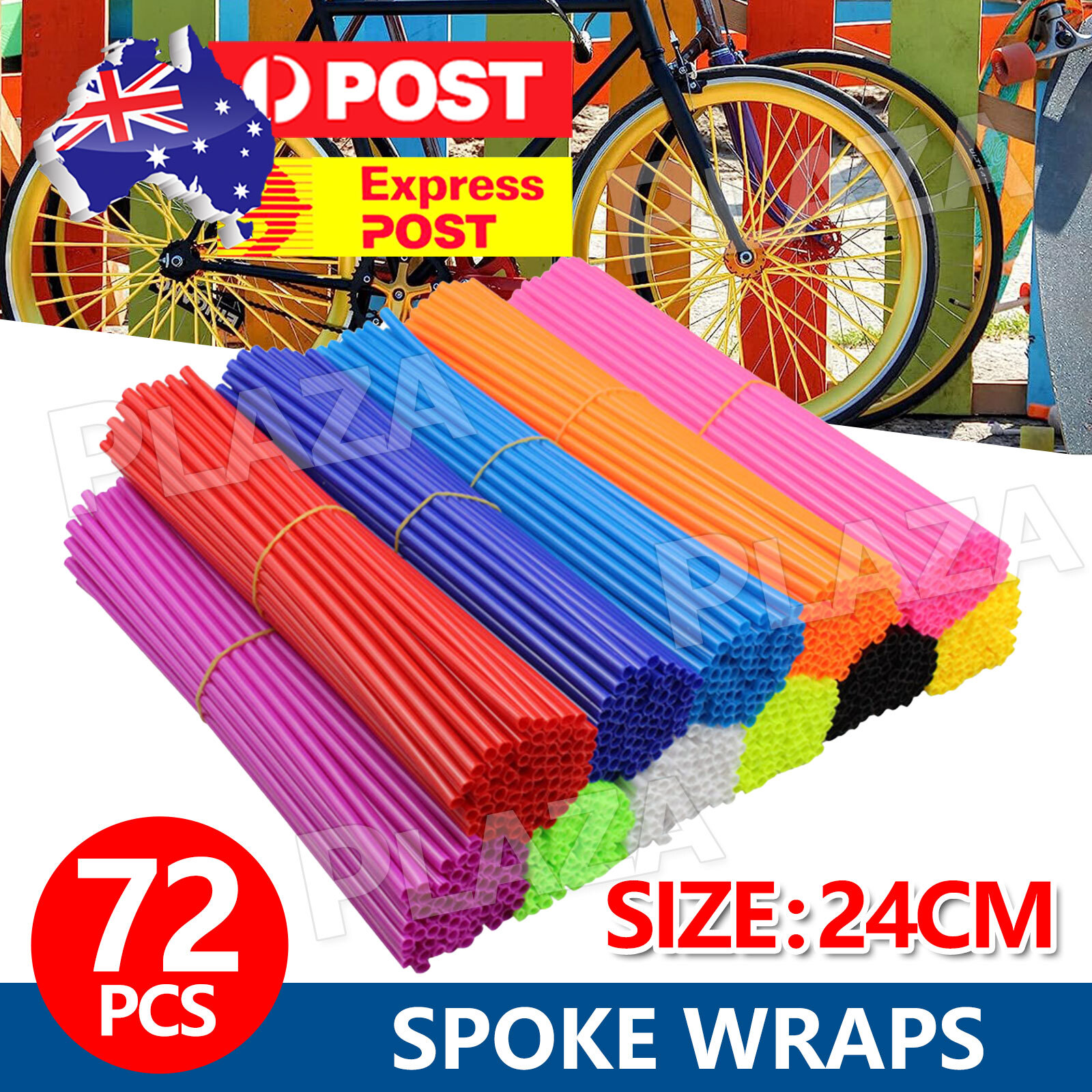 72Pcs Wheel Spoke Wrap Sleeves Dirt Bike MTB 24CM Light Blue 18-21 Inch Wheels
