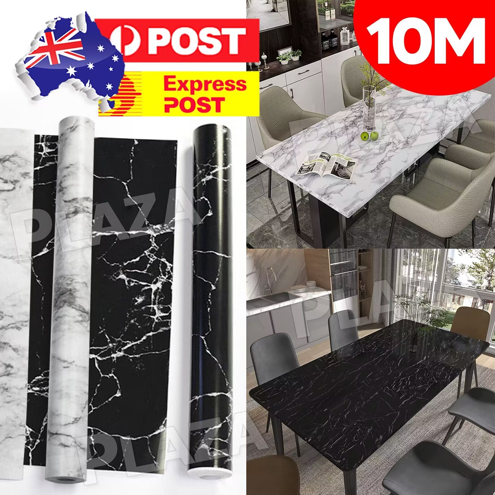 Marble Wallpaper Wall Sticker Self-Adhesive PVC 0.4x10M Diamond Black Waterproof