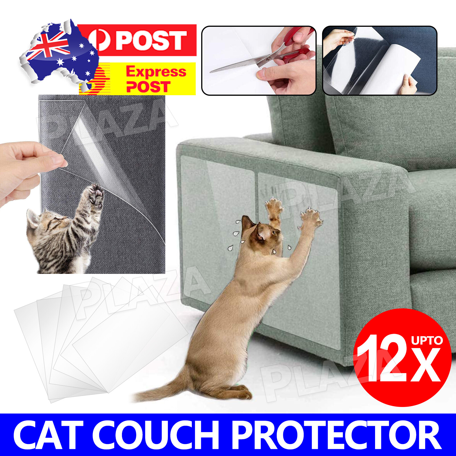 Cat Couch Scratch Guard Clear PVC Self-Adhesive Protector 2pcs 14 47cm Flexible