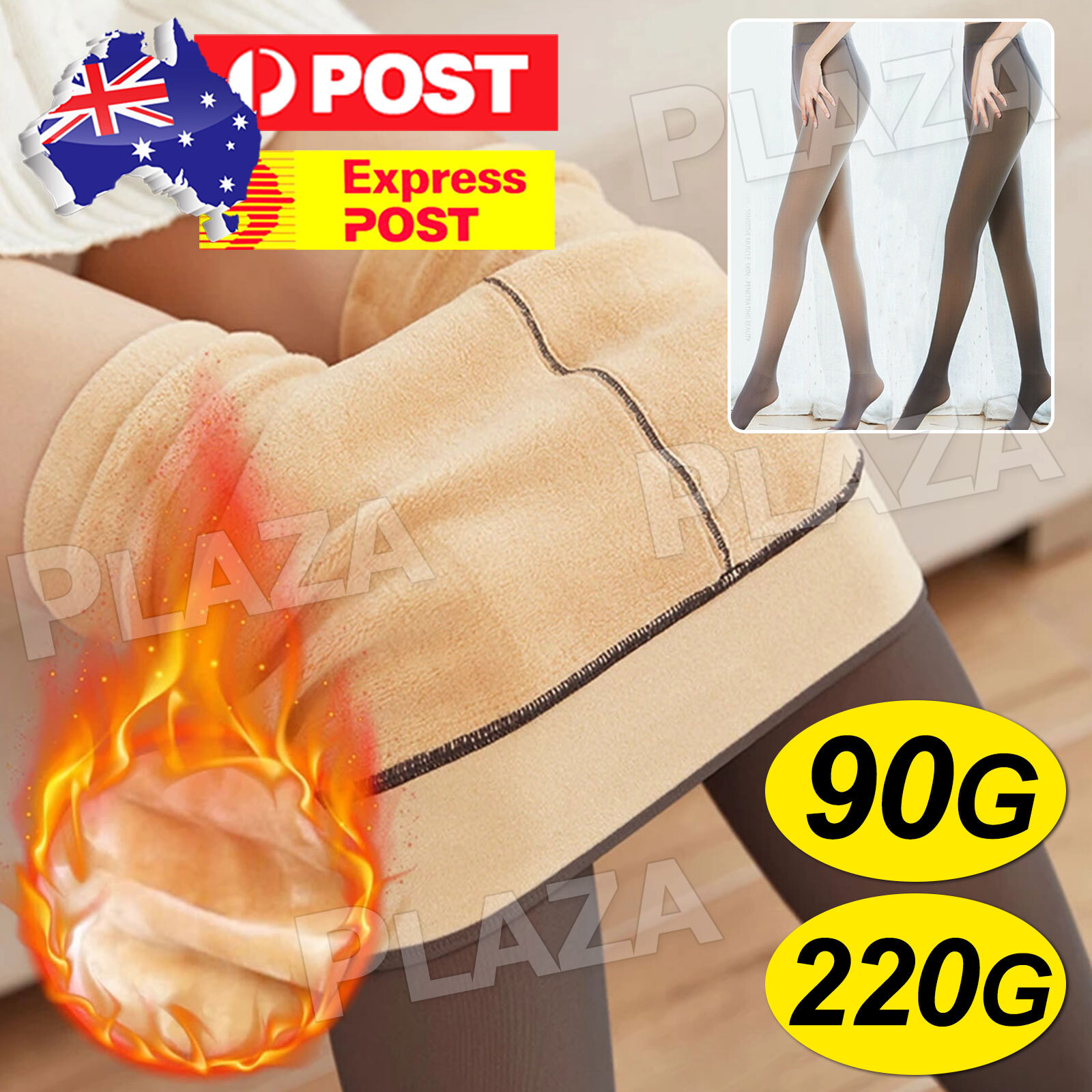Women Fleece Lined Translucent Pantyhose Winter Warm Tights One Size 100 Nylon