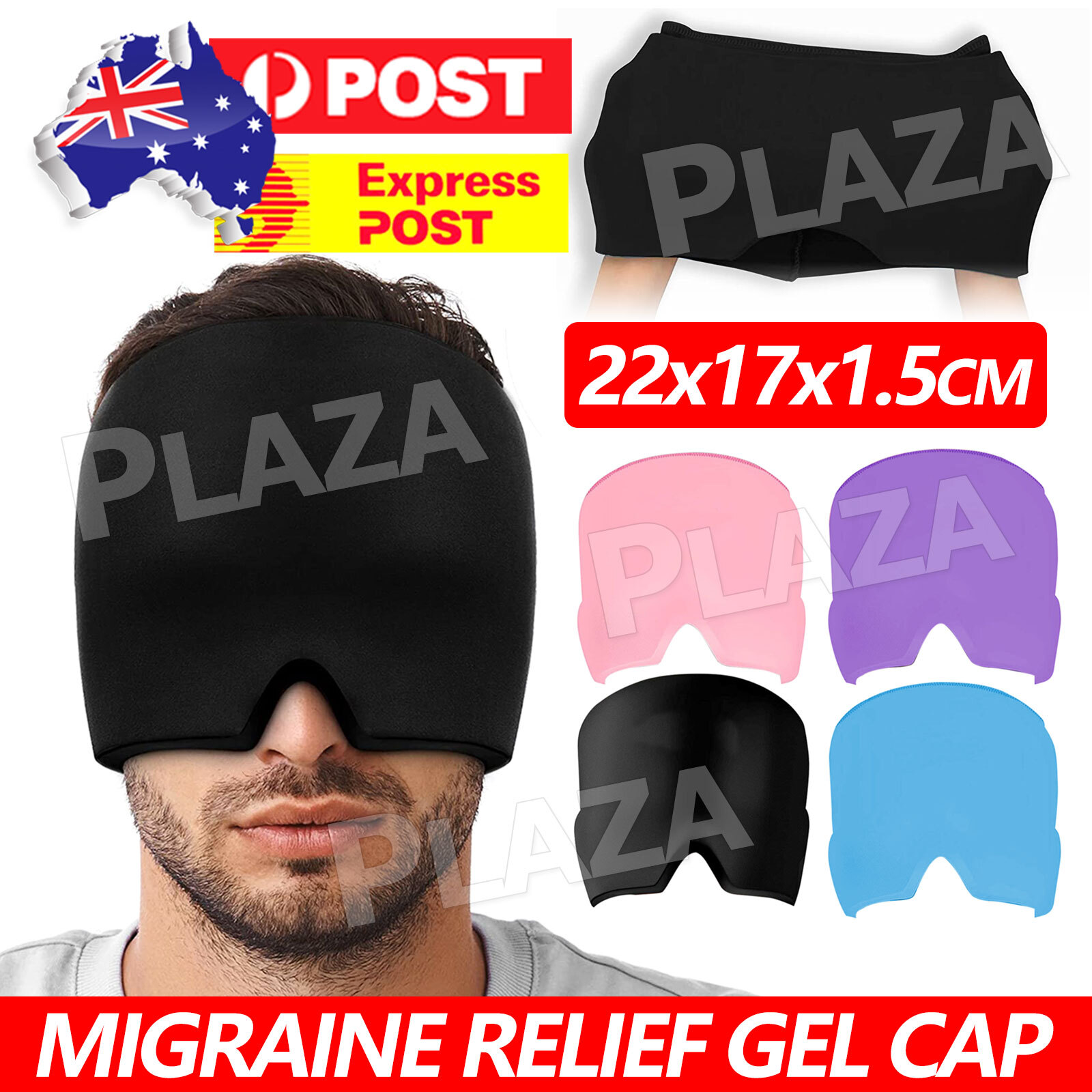 Migraine Relief Hat Cold Therapy Headache Cap reusable Ice Pack Black 22 17 AU