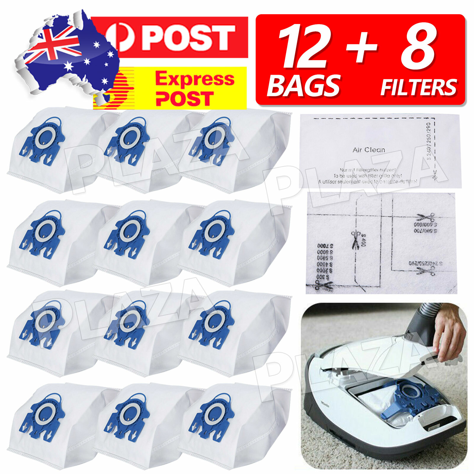 Miele FJM Vacuum Cleaner Bags 20 3D Blue Synthetic Microfiber GN C2 C3 S2 S5 S8
