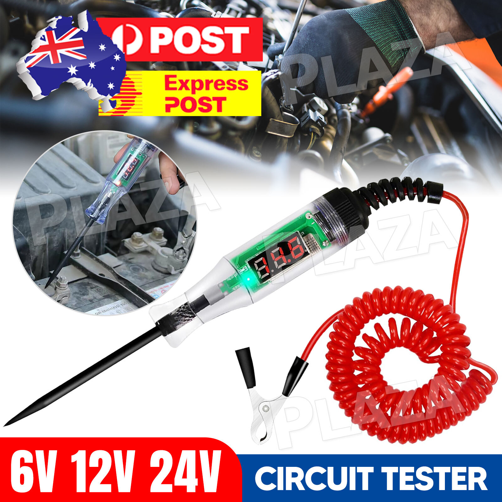 Digital Electric Circuit Tester 6V 12V 24V Auto Car LCD Display 7FT Test Probe