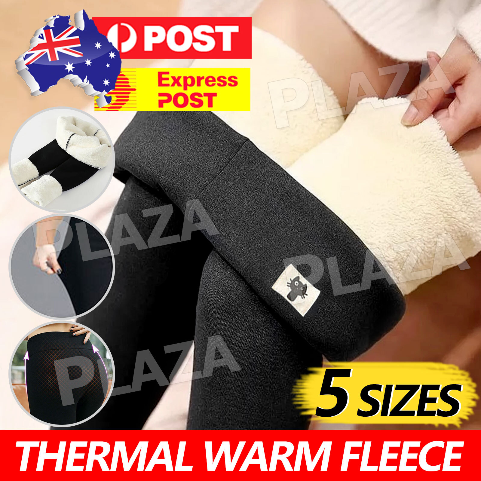 Women Winter Thermal Thick Fleece lined Leggings Black Warm Stretch Slim Ankle