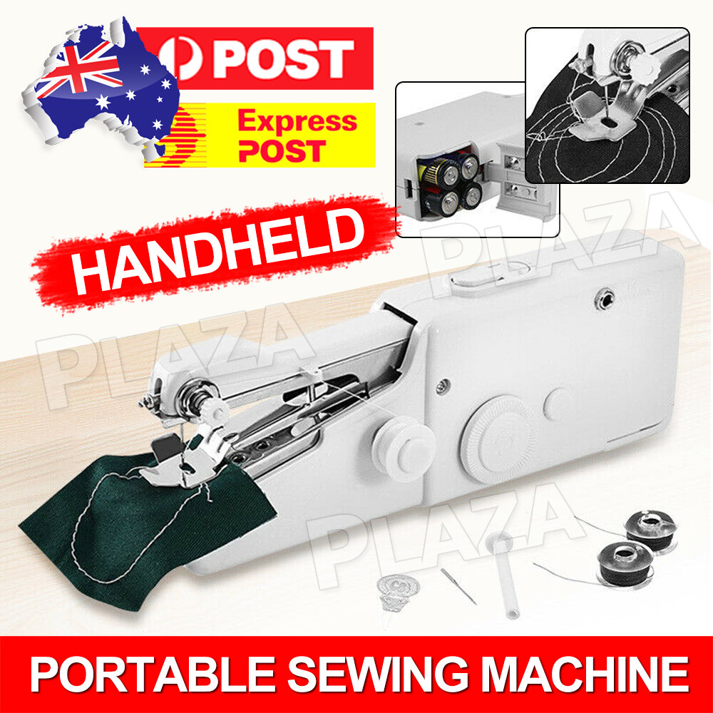 Portable Cordless Handheld Sewing Machine White Denim Silk Quick Repairs 21cm