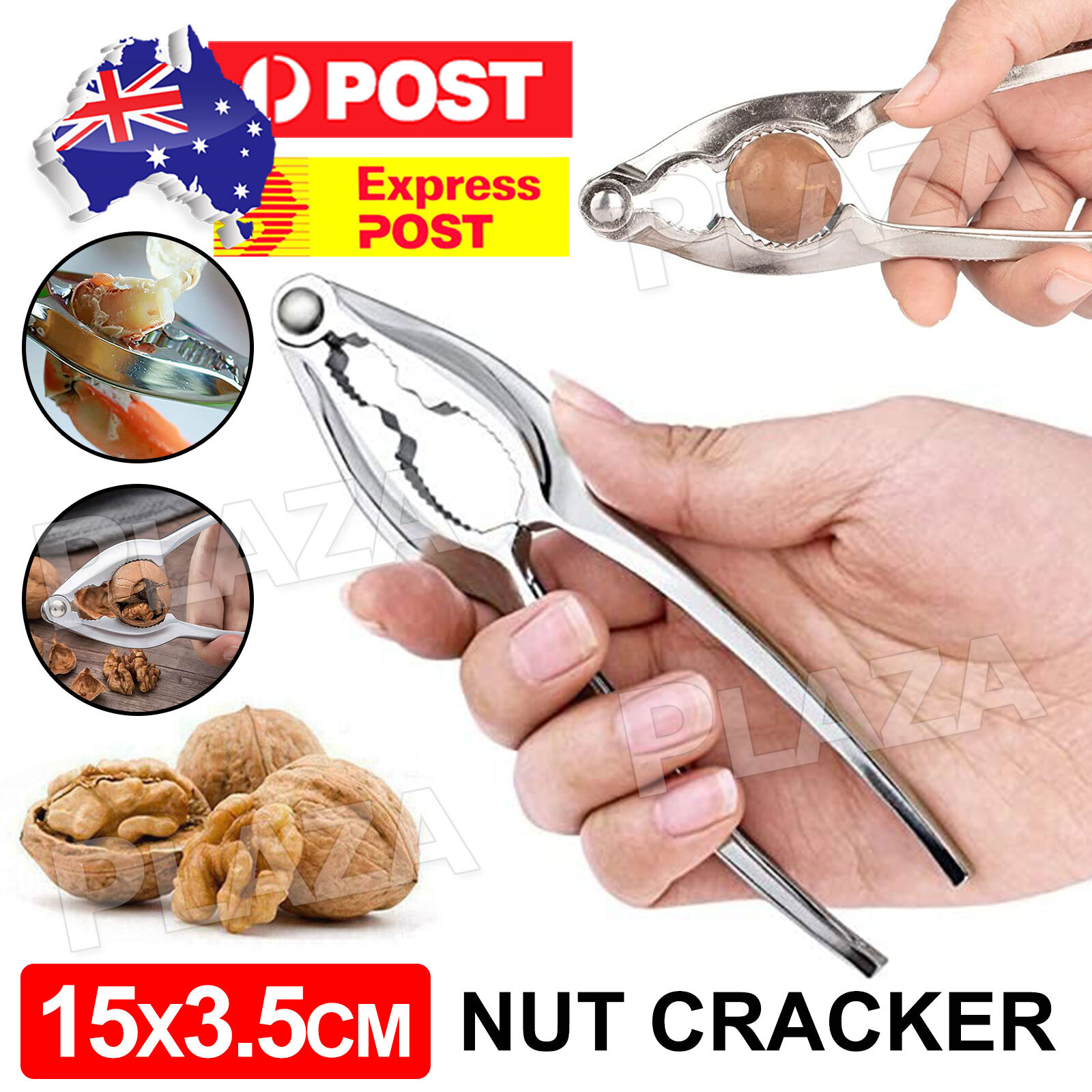 Chrome Nut Cracker Sheller Opener 15x3.5CM Silver aluminum Easy Grip walnuts