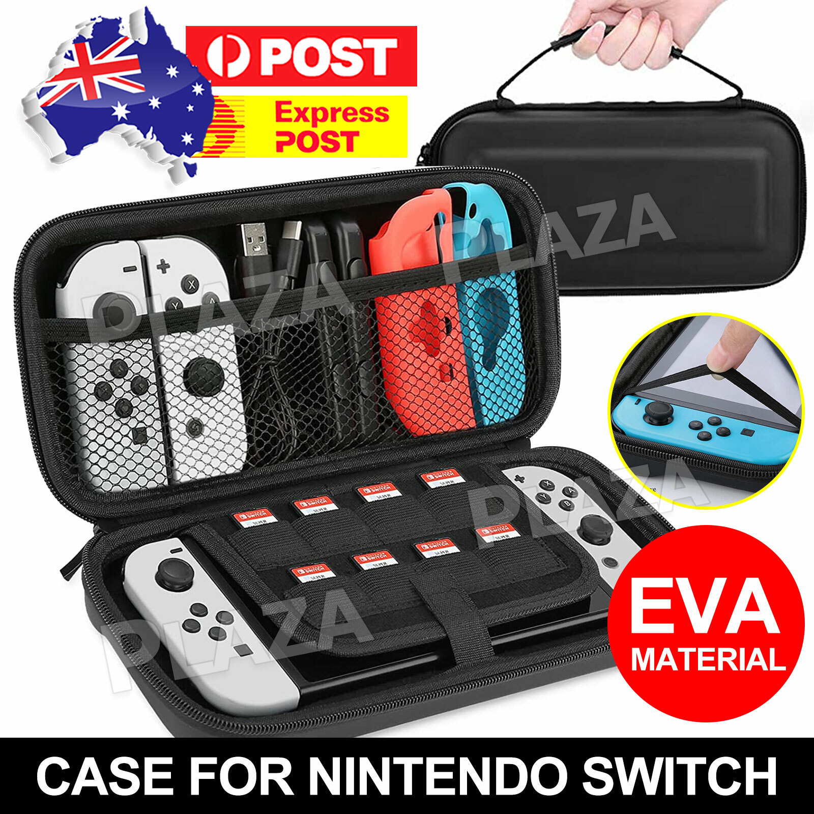 Nintendo Switch Oled Lite EVA Hard Carrying Case Black Shockproof Storage Bag