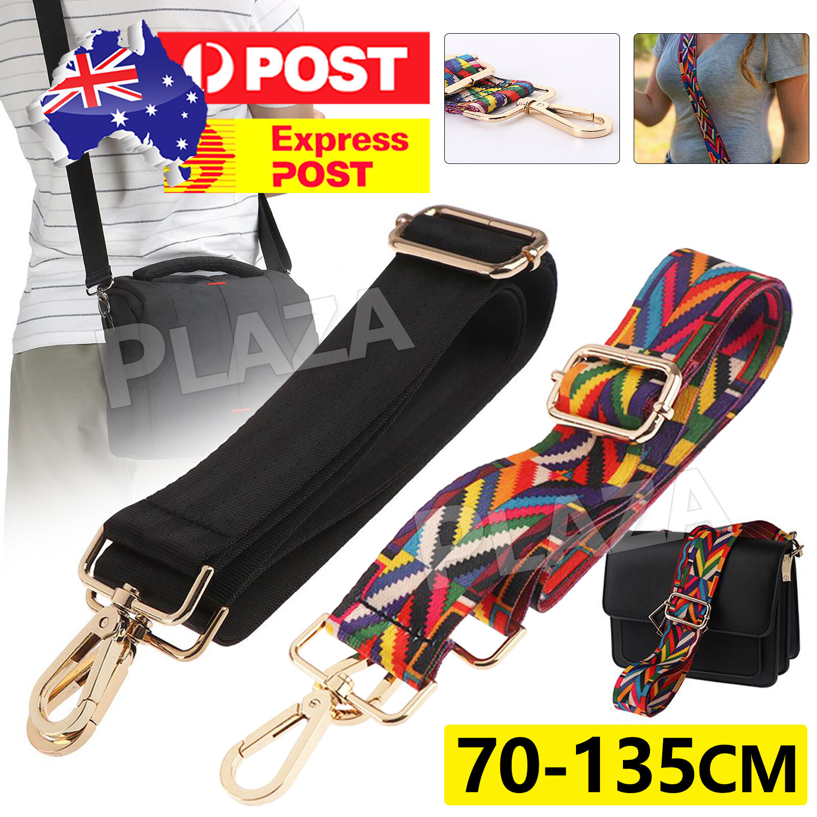 Adjustable Nylon Crossbody Replacement Handbag Strap Black 70 to 135 cm 3.8cm