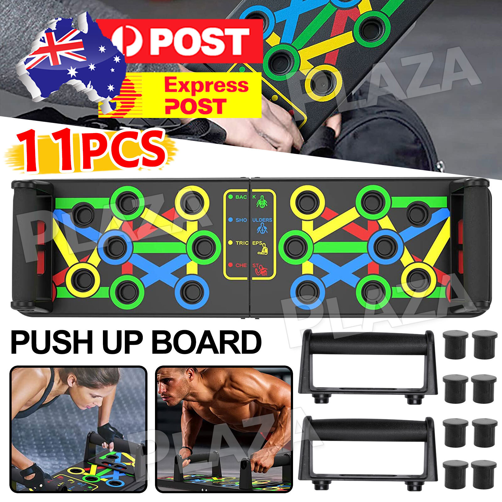 11pcs Push Up Board Rack ABS Grip Handles Black Portable Home Use Gym Training