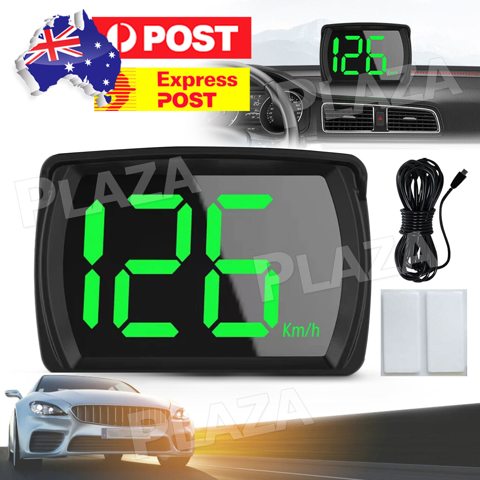 Car GPS Digital Speedometer Head Display Black Universal Plug Play Alarm 54mm