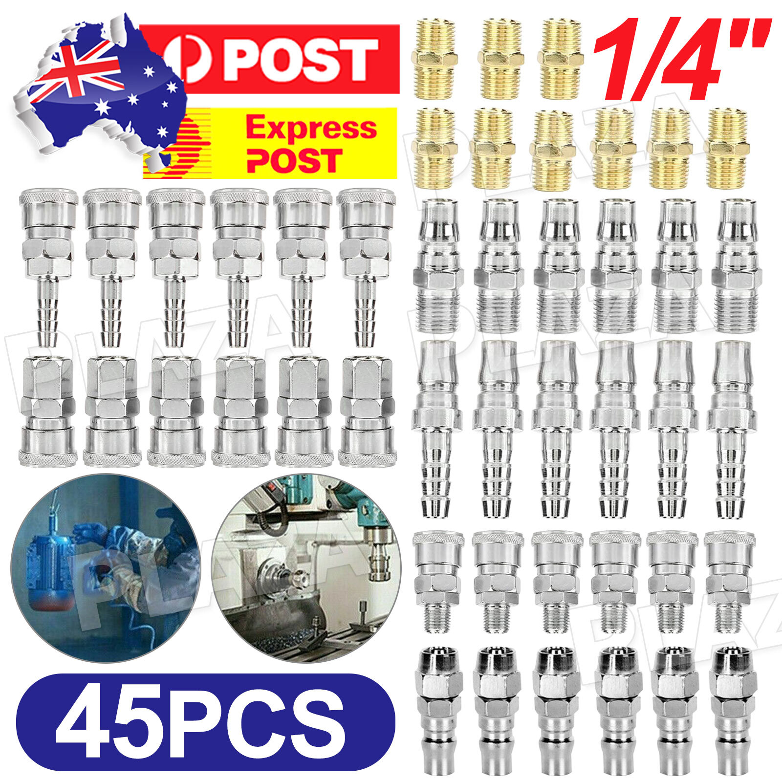 45PCS Air Hose Fittings Nitto Type Quick Coupling Male Female Compressor Kit