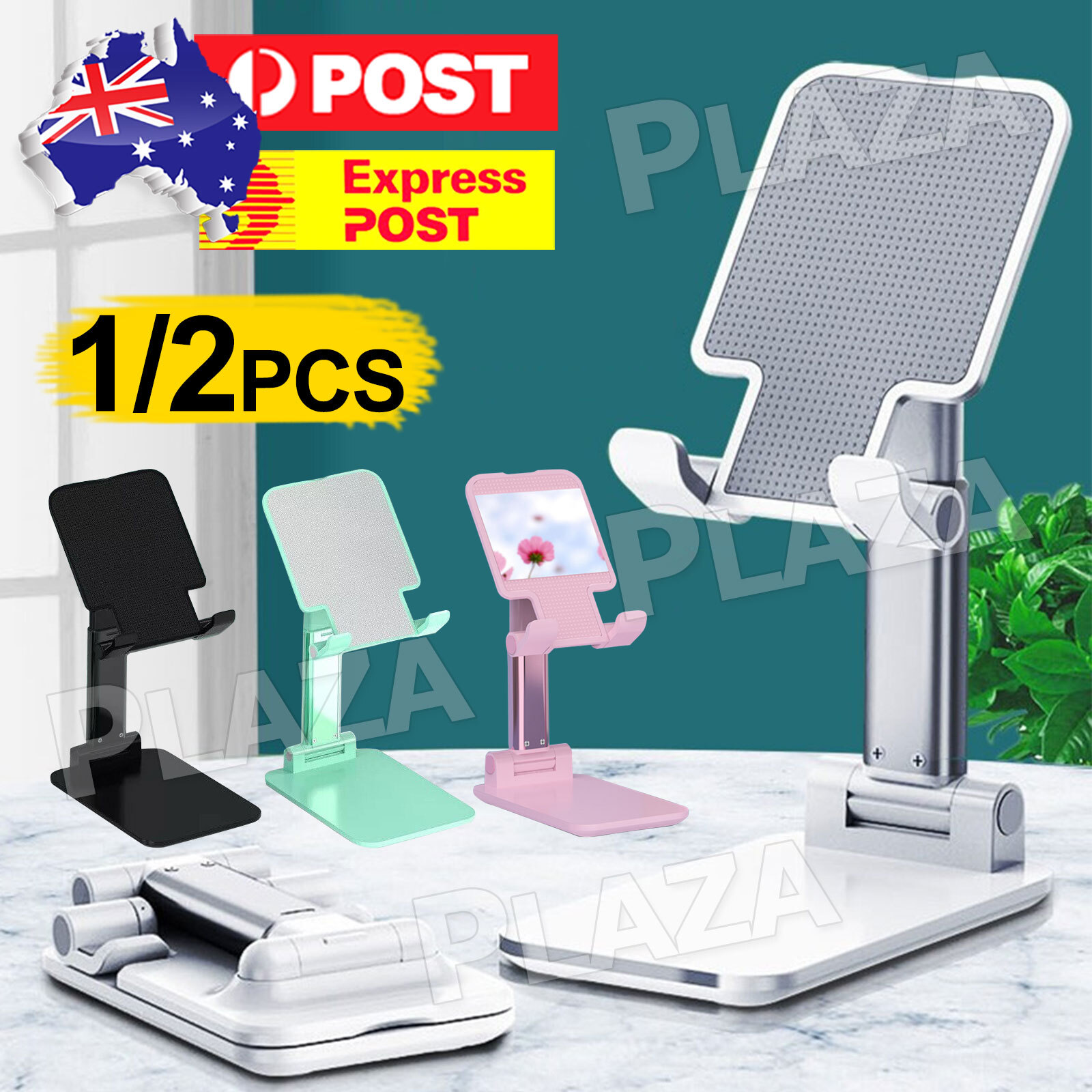 Universal Cell Phone Stand Mount Adjustable Folding Desk Desktop Holder Black