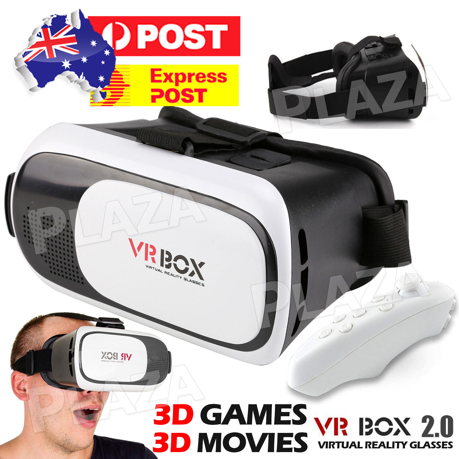 VR Box 3D Virtual Reality Headset Glasses Bluetooth Remote Smartphone 4.7 6.0