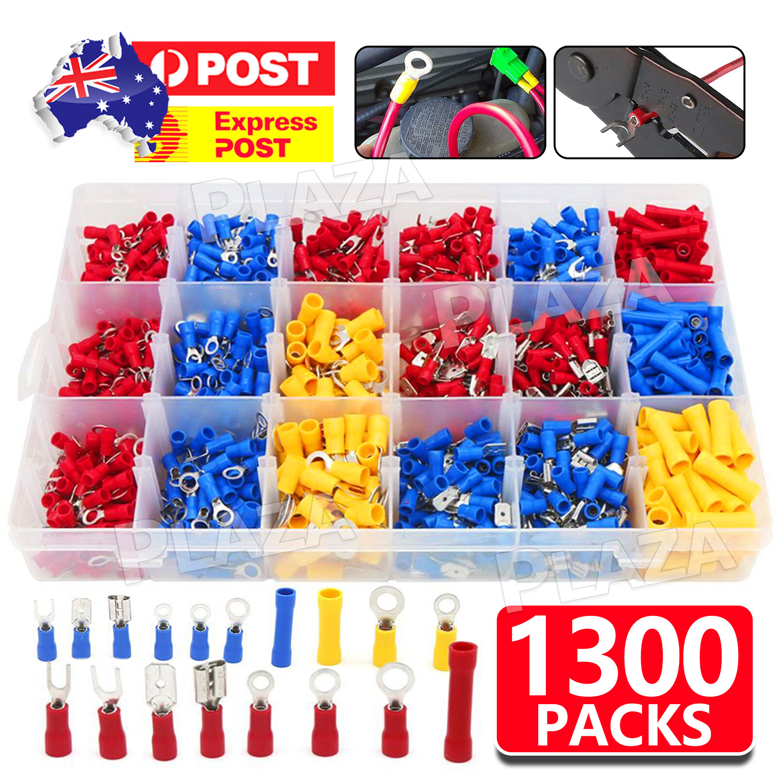 1300PCS Assorted Insulated Crimp Spade Terminals Electrical Wire Connector Kit