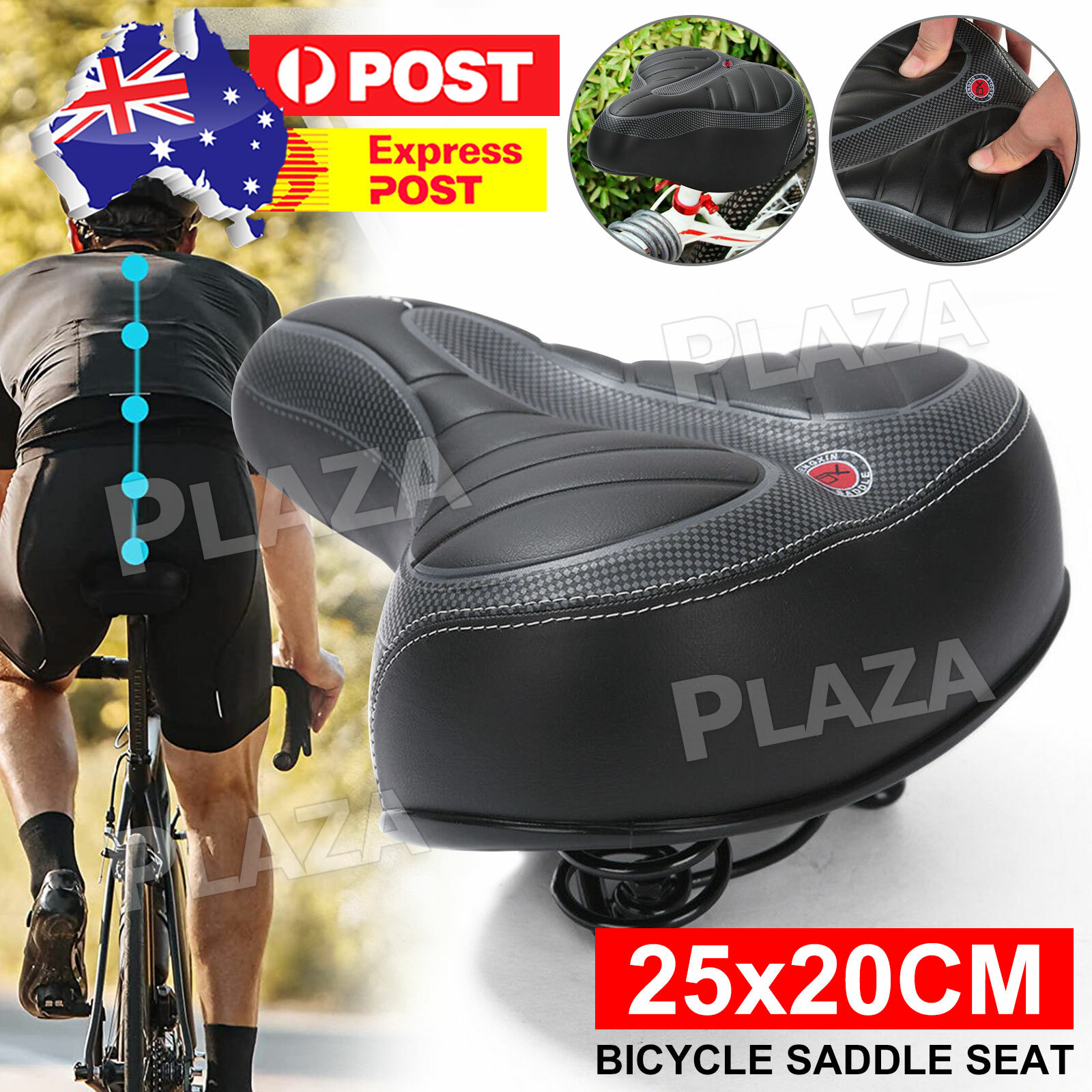 Wide Bike Bicycle Gel Cruiser Comfort Saddle Seat Black Universal 26x20cm Soft