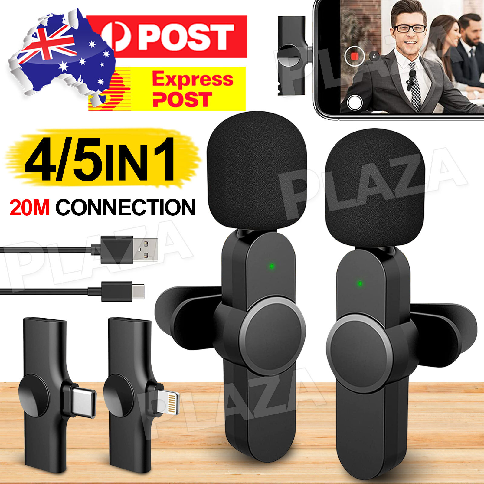 Wireless Lavalier Microphone Type-C For iPhone Vlog Live Stream Stereo 48KHz