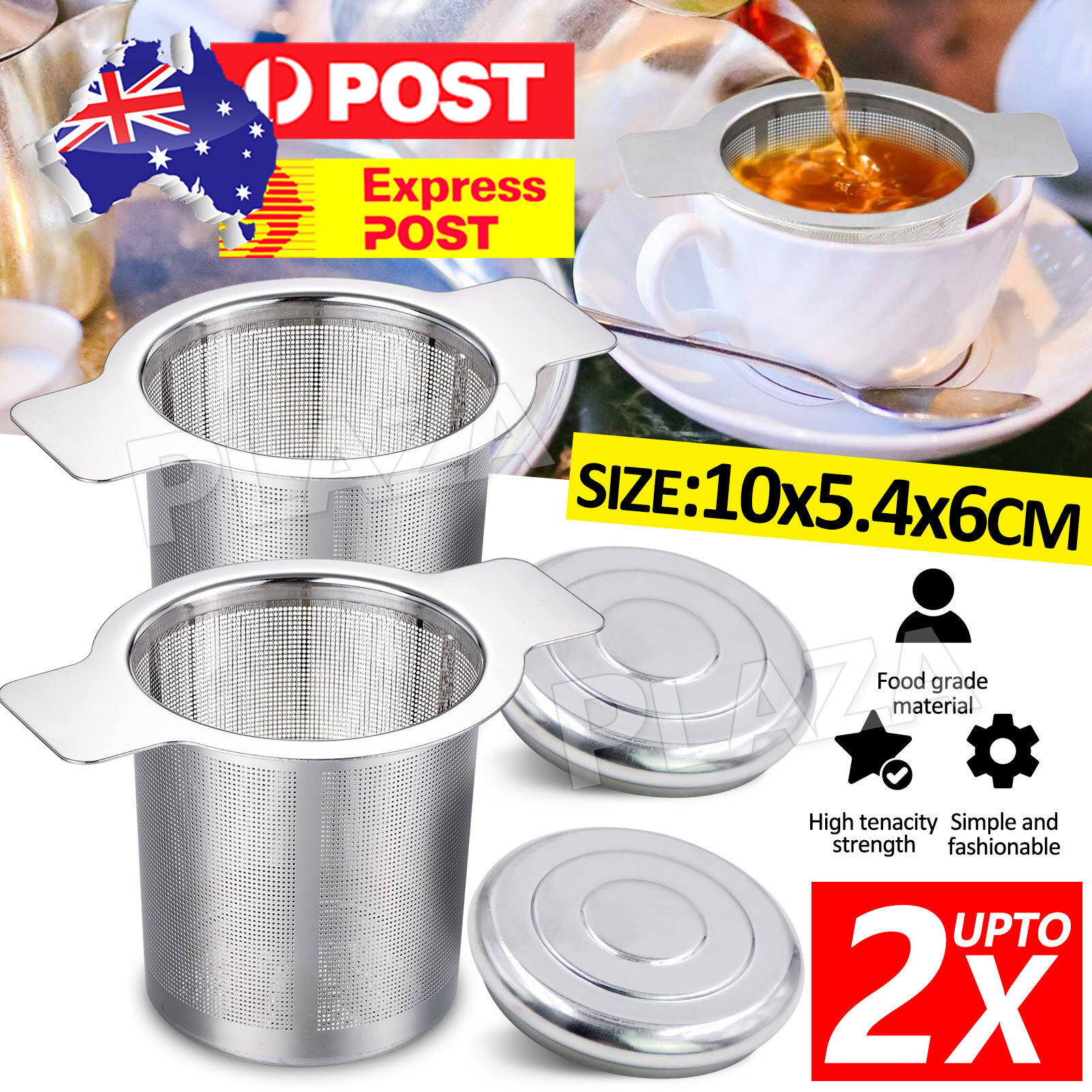 Tea Infuser with Lid Mesh Stainless Steel Cup Strainer Loose Leaf Filter Silver