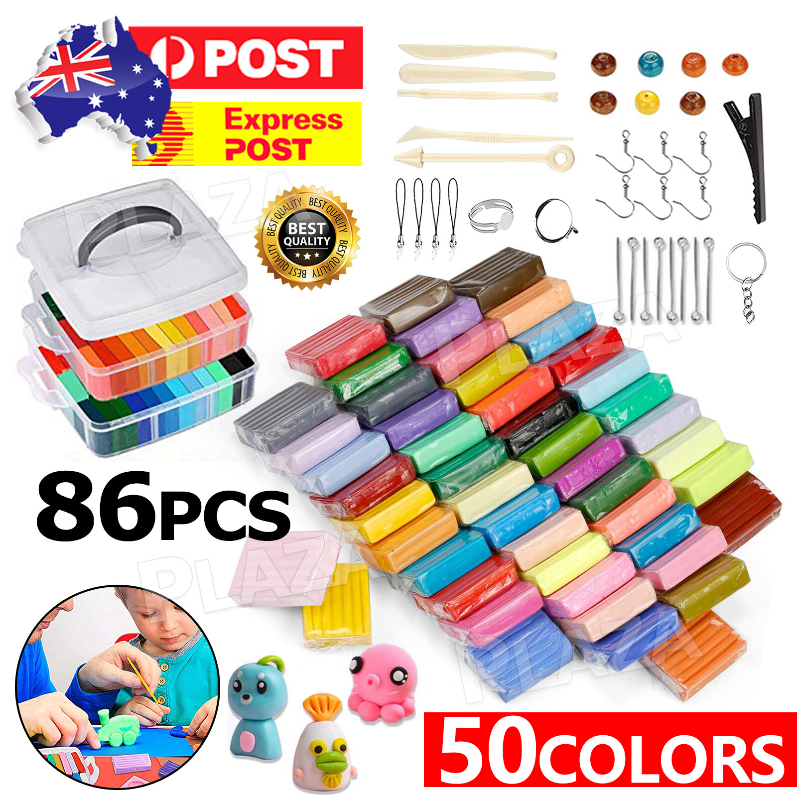 86pcs Polymer Clay 50 Color Multicoloured DIY Craft Kit With Tools Oven Bake