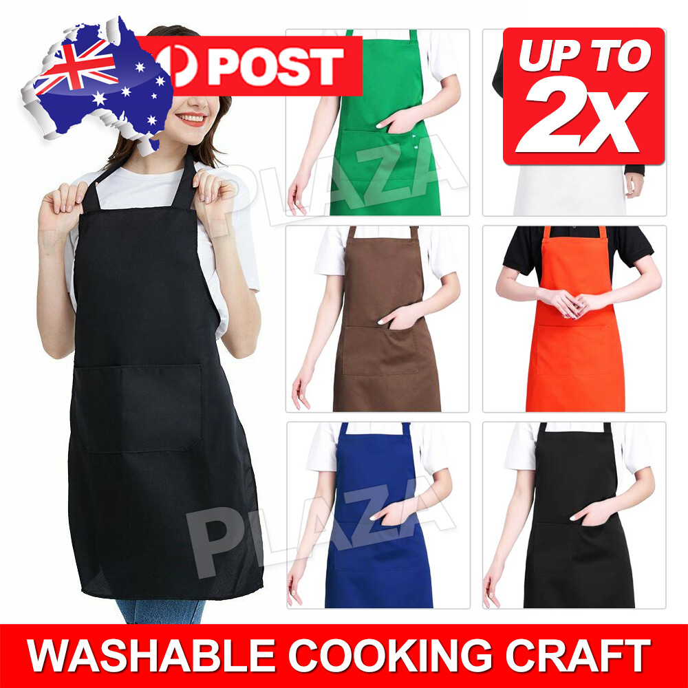 Black Waterproof Pocket Apron Cooking Butcher Polyester Blend 72 60CM Unisex