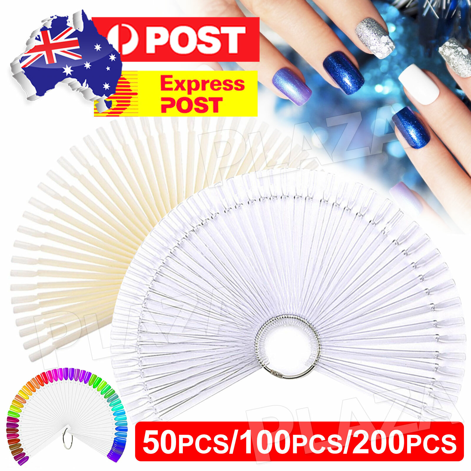 Nail Polish Colour Display Wheel Swatch Chart Tips 50PCS Clear Plastic 12.8cm