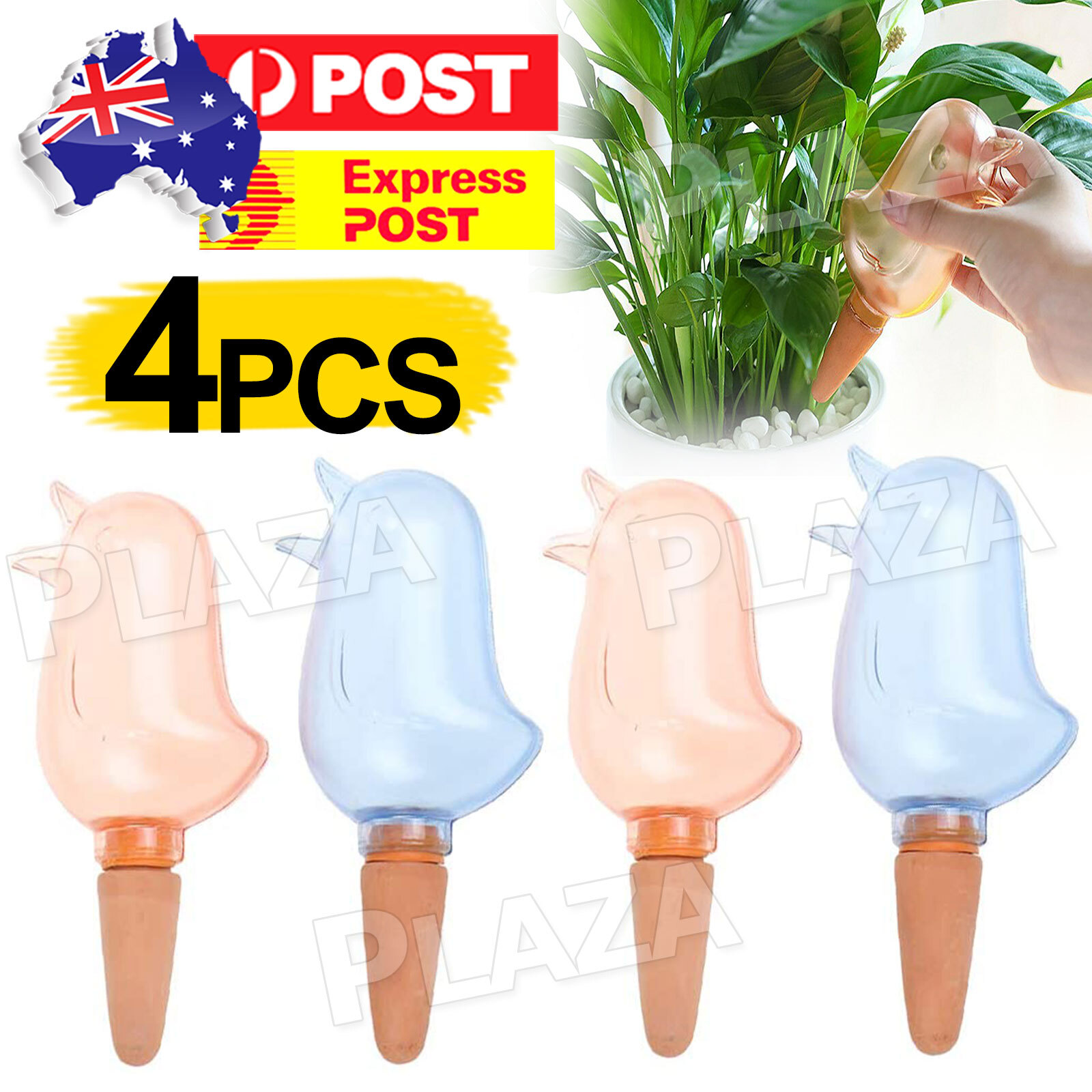 4PCS Bird Shape Plant Self Watering Spikes Pot Drip Waterer Automatic 7x17cm PVC