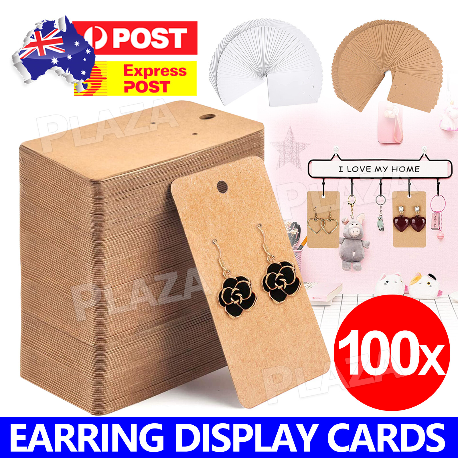 100pcs Earring Cards Cardboard Paper Display Holder Brown 9CM 5cm Pre-cut holes