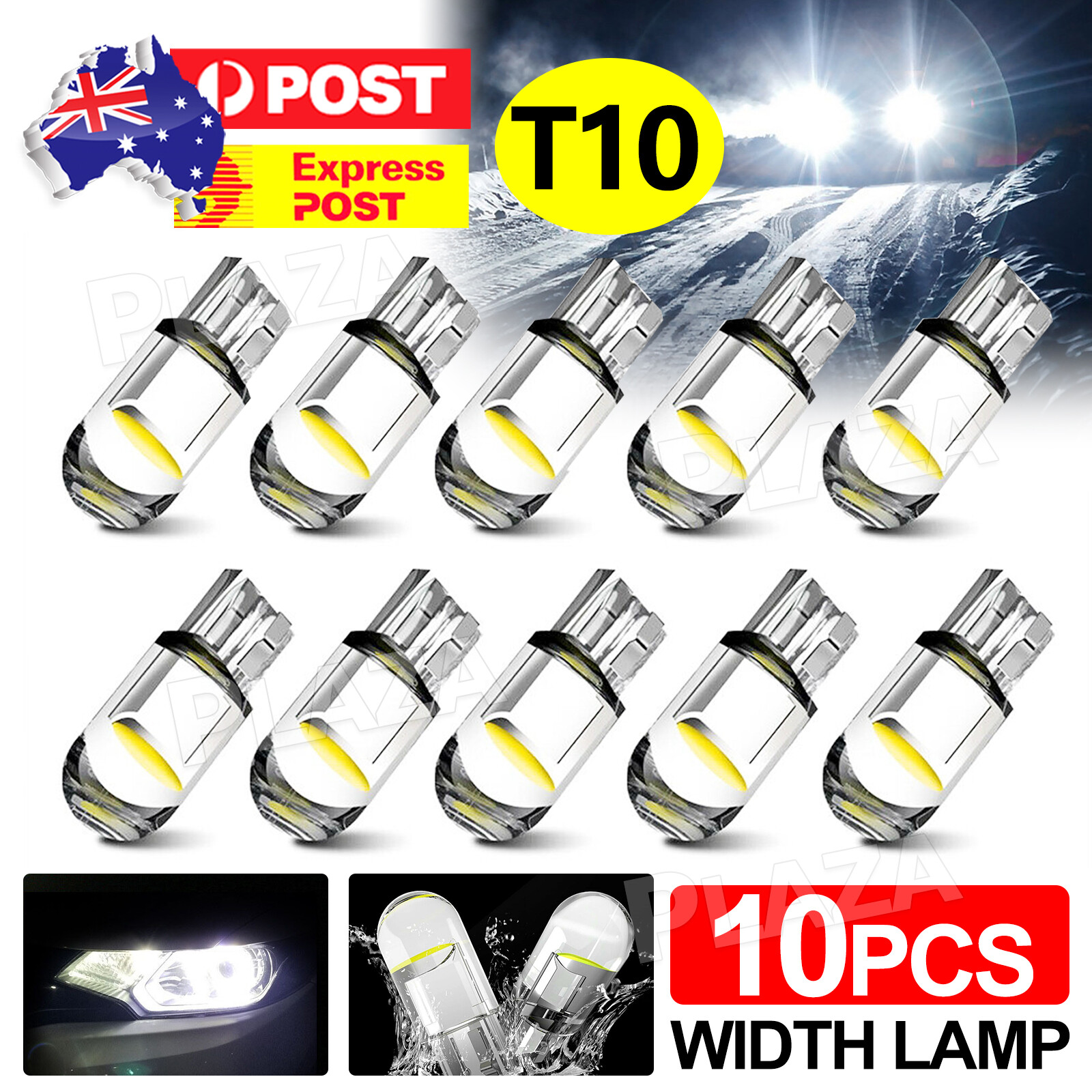 10X T10 194 168 W5W COB LED White Wedge Bulb 12V Waterproof Car Interior Light