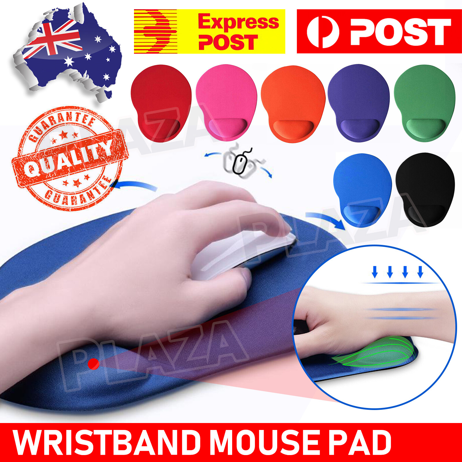 Ergonomic Mouse Pad with Wrist Rest Black Non-slip Computer PC Laptop Optical