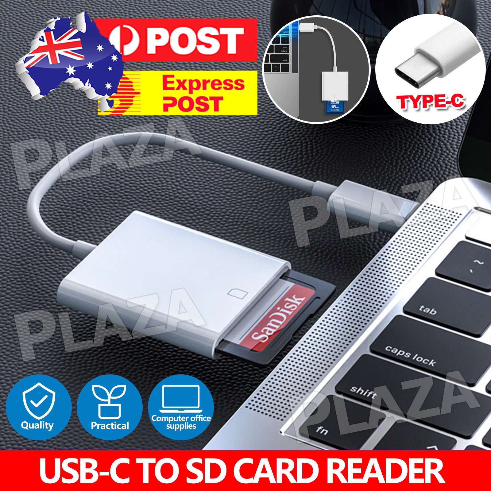 USB-C SD SDXC Card Reader Adapter for iPad 10 Pro mini 6 Air 5 Macbook White