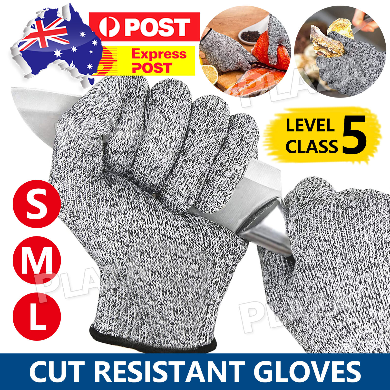 Cut Resistant Gloves EN388 Level 5 Food Safe Kitchen Butcher Grey S/M/L 1Pair