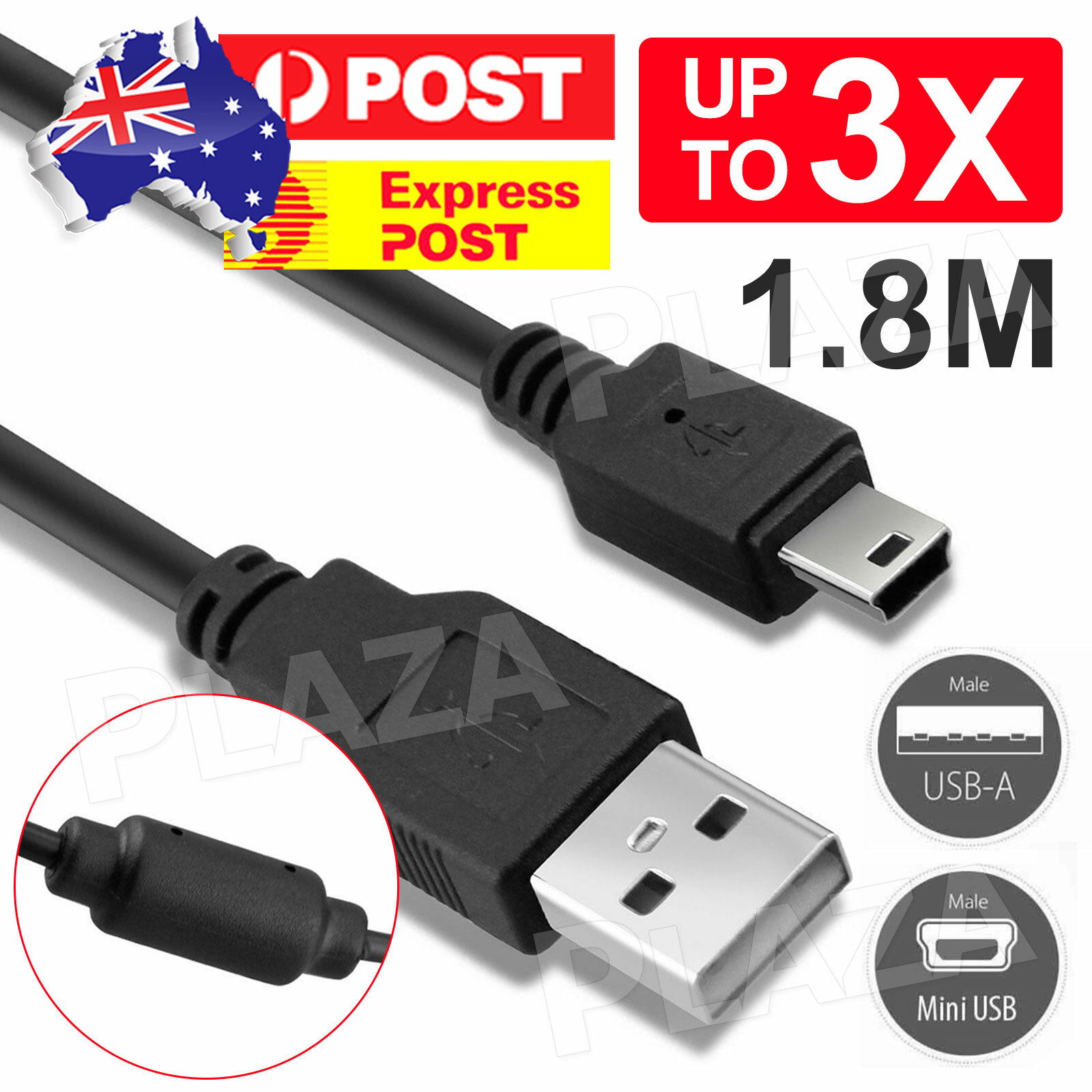 USB Charger Cable for PS3 Move Wireless Controller 1.8 Meters PSP Compatible