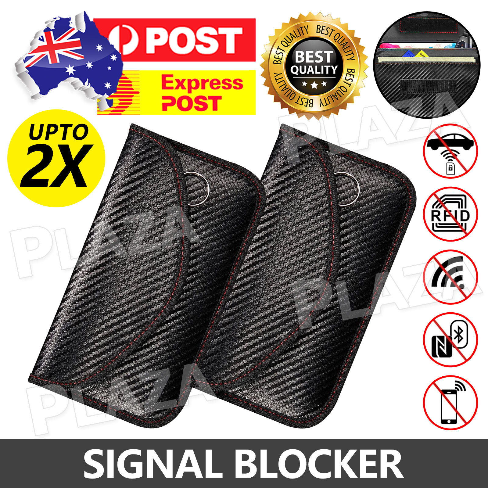 Faraday RFID Signal Blocking Pouch Black Key Chain Phone Wallet 19.5x10.5x1CM