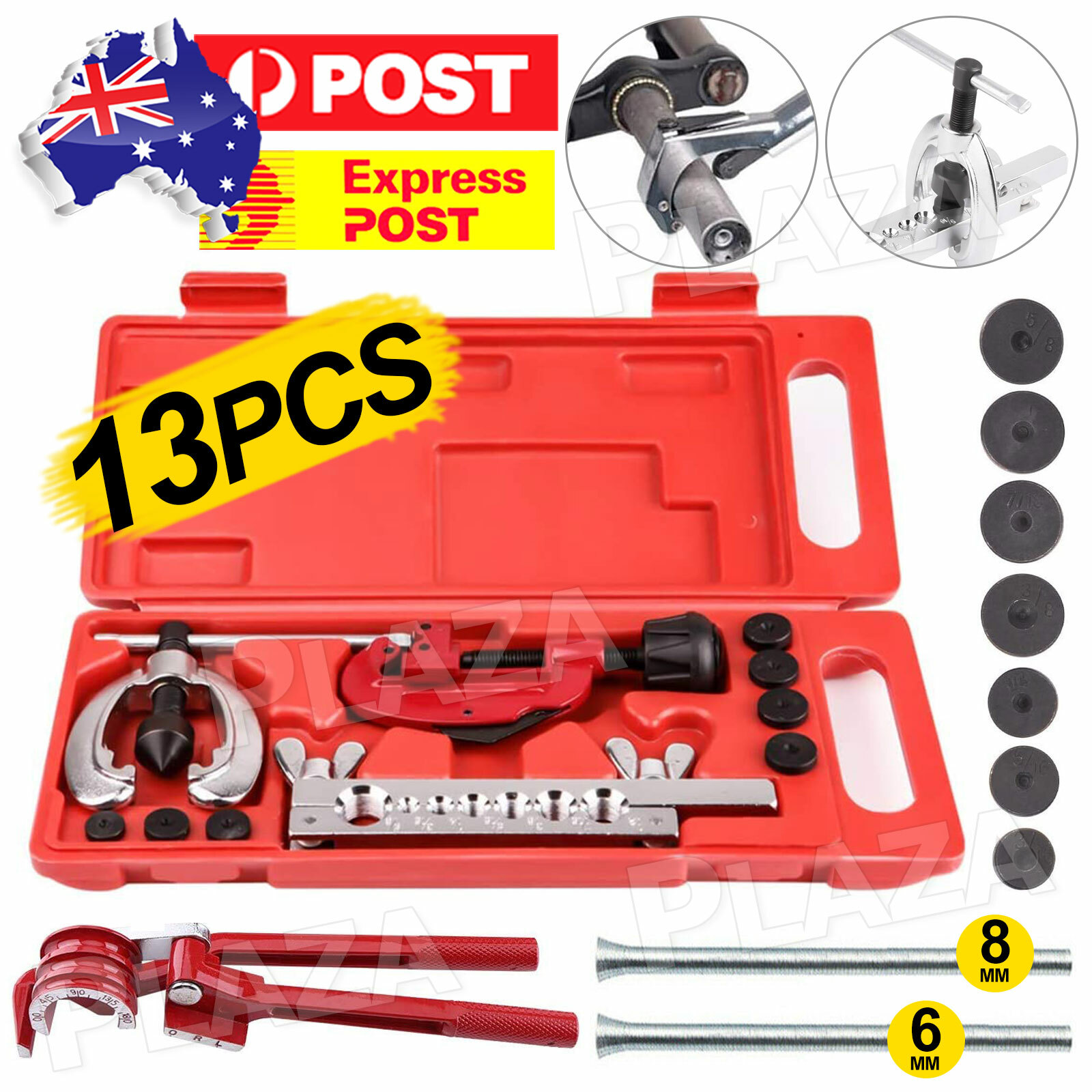 13Pcs Pipe Flaring Tool Kit Double Flare 3 in 1 Tube Bender Steel Alloy Clamp