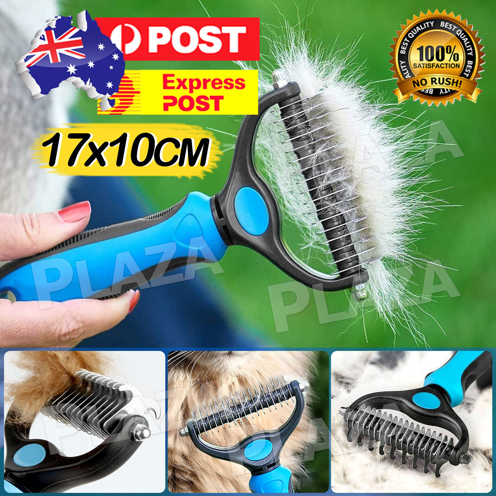 Dog Cat Grooming Comb Knot Cutter 17 Tooth Stainless Steel Blade Blue Black