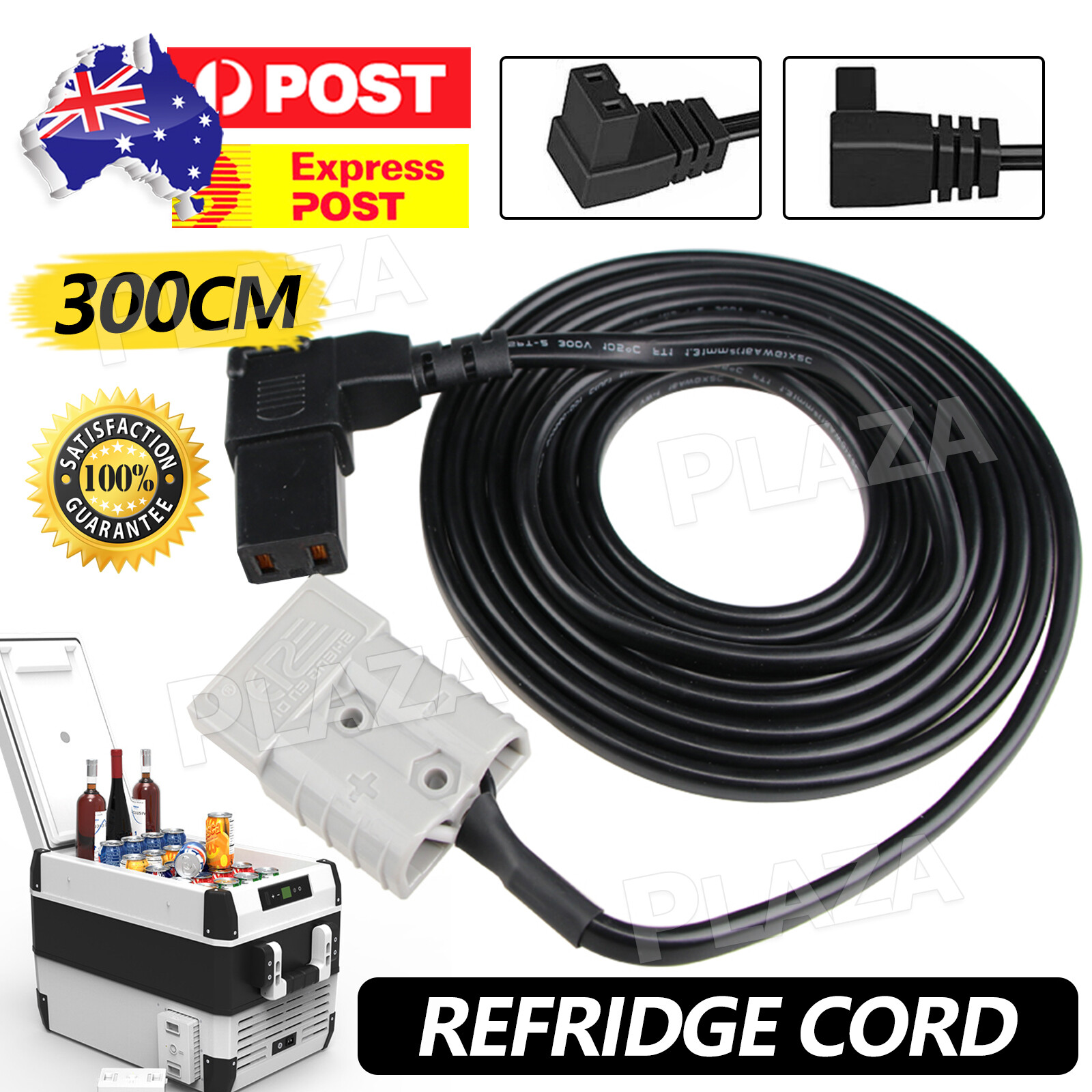 12V Fridge Cable 3-meter 50A Anderson Style Plug Waeco Kings Black 12/24Volt