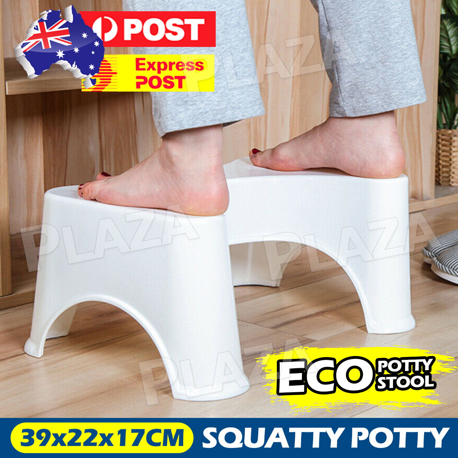 Squat Toilet Stool Ergonomic Plastic White 39x22x17cm Natural Squatting Posture