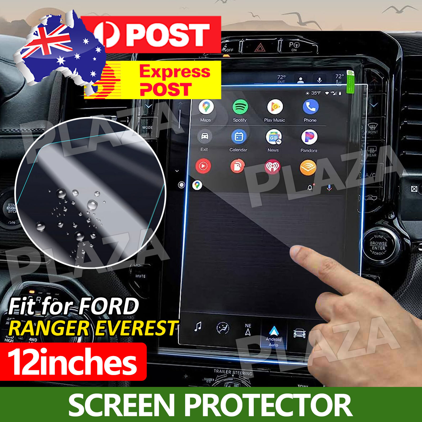 Ford Ranger Everest 12inch 9H Tempered Glass GPS Navigation LCD Screen Protector