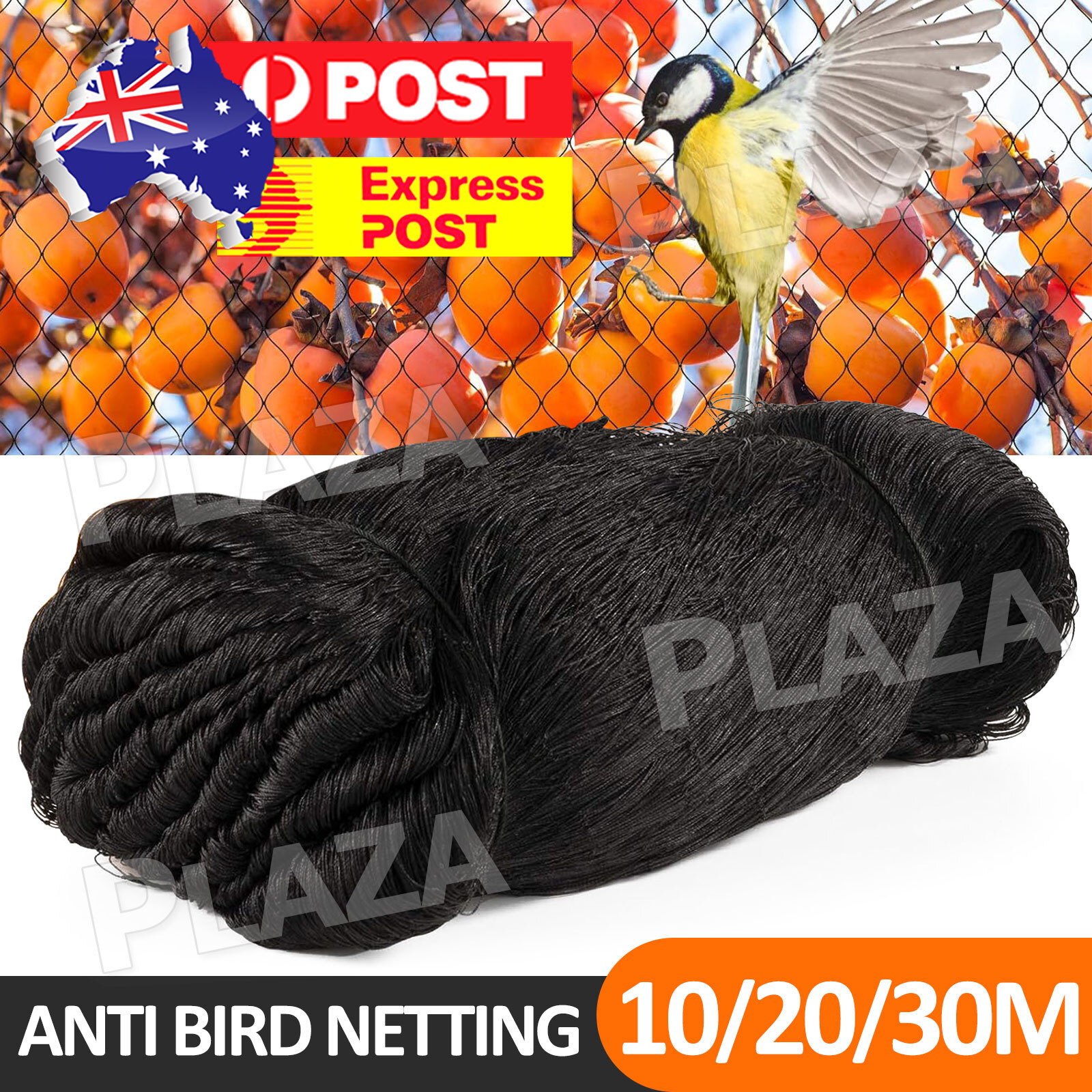 Anti Bird Netting Nylon 10m/20m/30m 15mm Mesh Black Fruit Trees Vegetable Farm