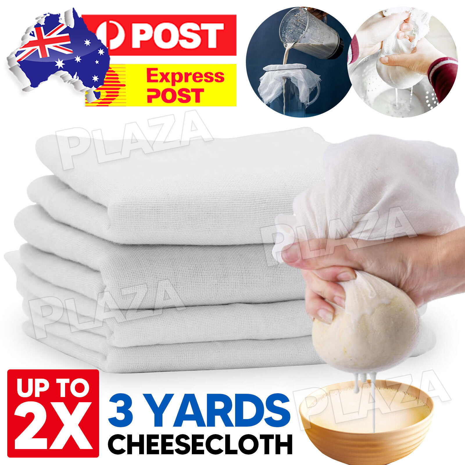 Cheesecloth Food Grade Reusable Muslin Butter Filter Cloth 92CMx3Yards White